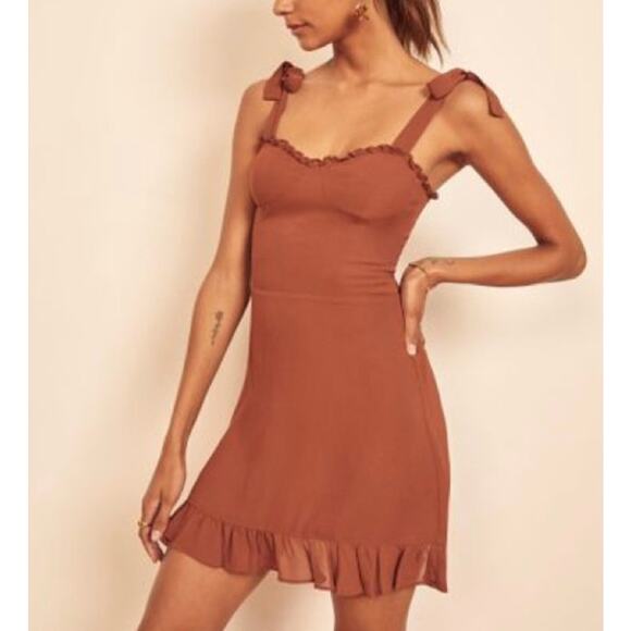 Reformation 4 Christine Mini Dress Brown - Picture 2 of 6